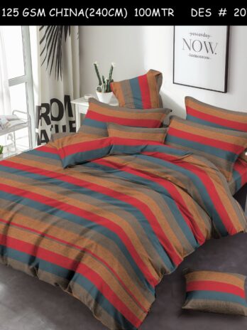 King Bed Sheet 3pcs Set, 100% MICROFIBER Sateen 1cm Stripe, Size: 240 x260cm + 2pc Pillowcase 50x75cm,
